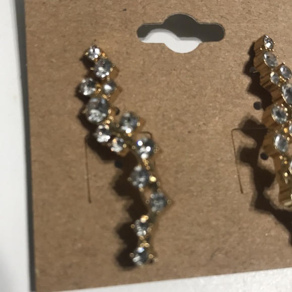 BaubleBar Dainty Long Rhinestone Gem Gold Silver Hanging Earrings Fancy Prom - Picture 3 of 7